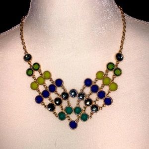 10 in gold chunky necklace w/ multi colored jewels